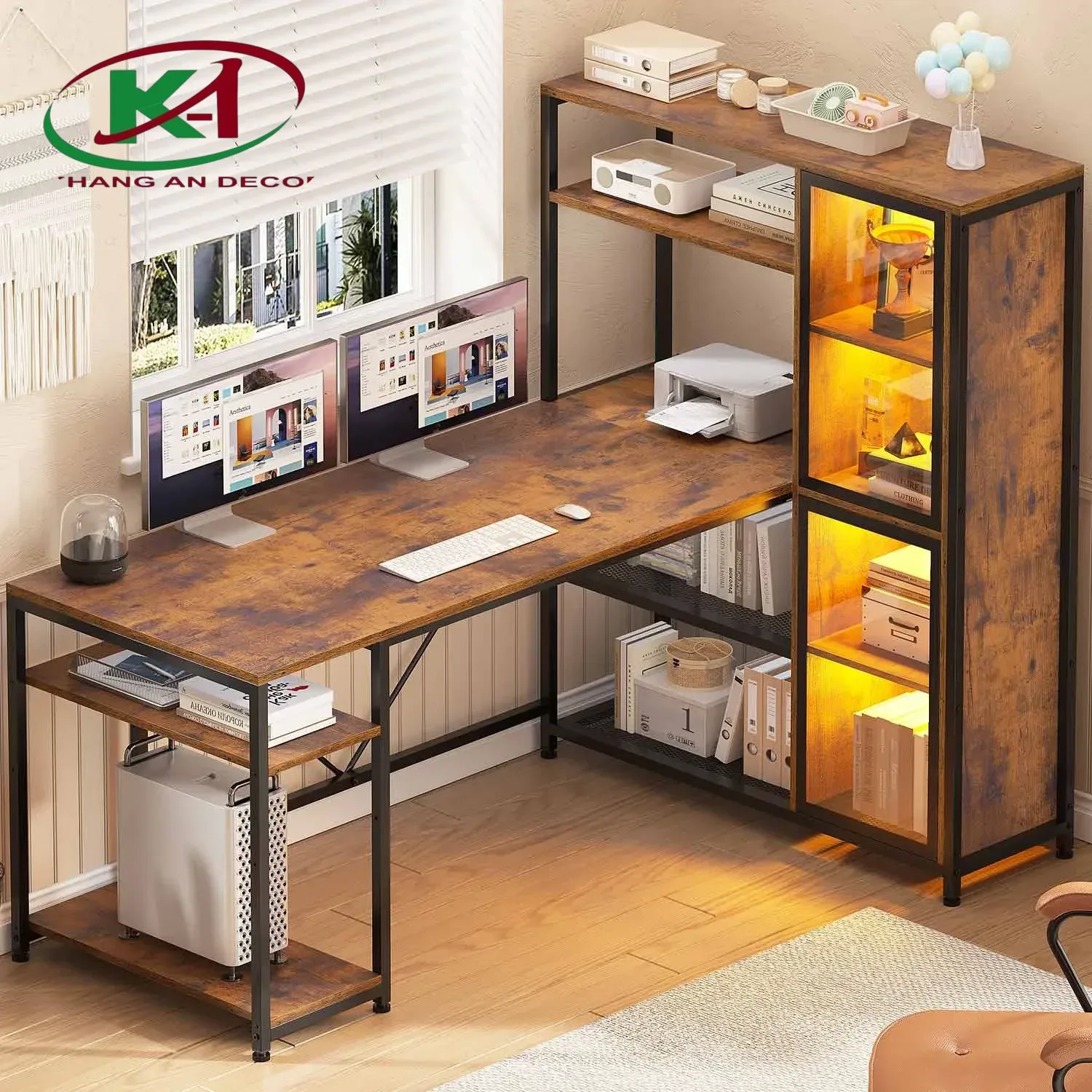 Bàn Làm Việc Gỗ Kèm Kệ Sách
