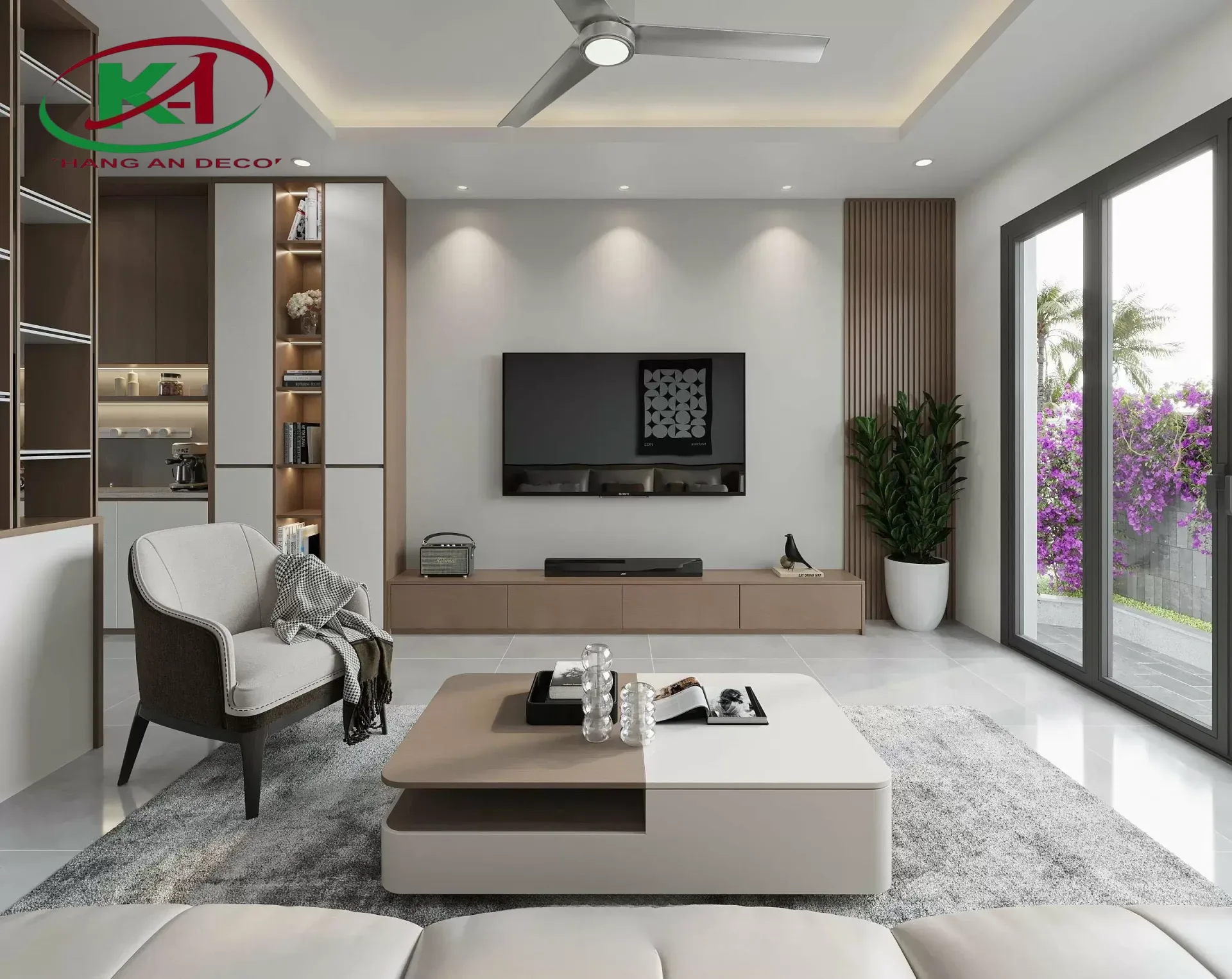 Thi Công Tại Xưởng Và Lắp Đặt Tận Nơi Nội Thất Phòng Khách – Nội Thất Khang An